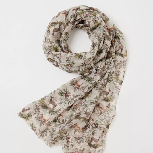 A Night's Tale - Grey Woodland Scene - Écharpe Légère