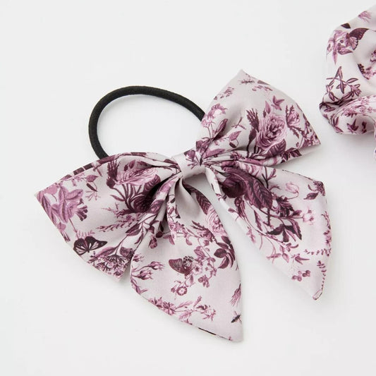 Ensemble Rambling Rose Scrunchie Avec Nœud - Prune