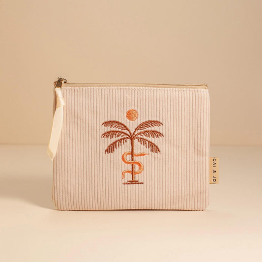 Pochette en velours côtelé en pierre