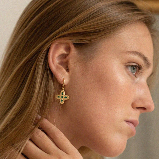 Boucles D'oreilles En Or - Adriana - Vert Émeraude