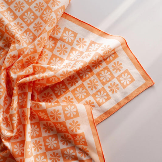 Bandana à carreaux Daisy en orange