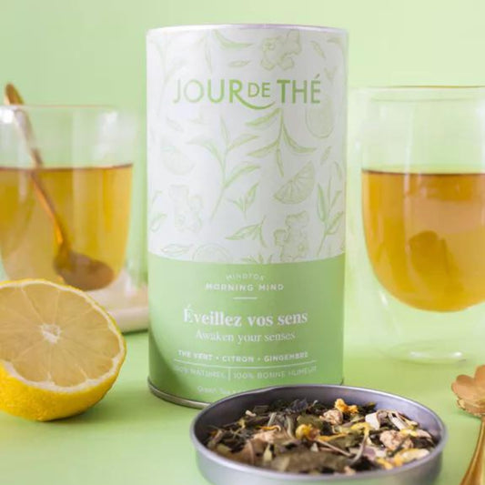 Thé en vrac ''Éveillez vos sens'' au Thé vert + Citron + Gingembre